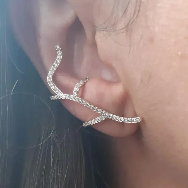 EAR CUFF GALHOS MICROZIRCÔNIAS CRISTAL