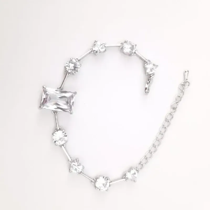 PULSEIRA RÓDIO BRANCO PEDRAS ZIRCÔNIAS CRISTAL