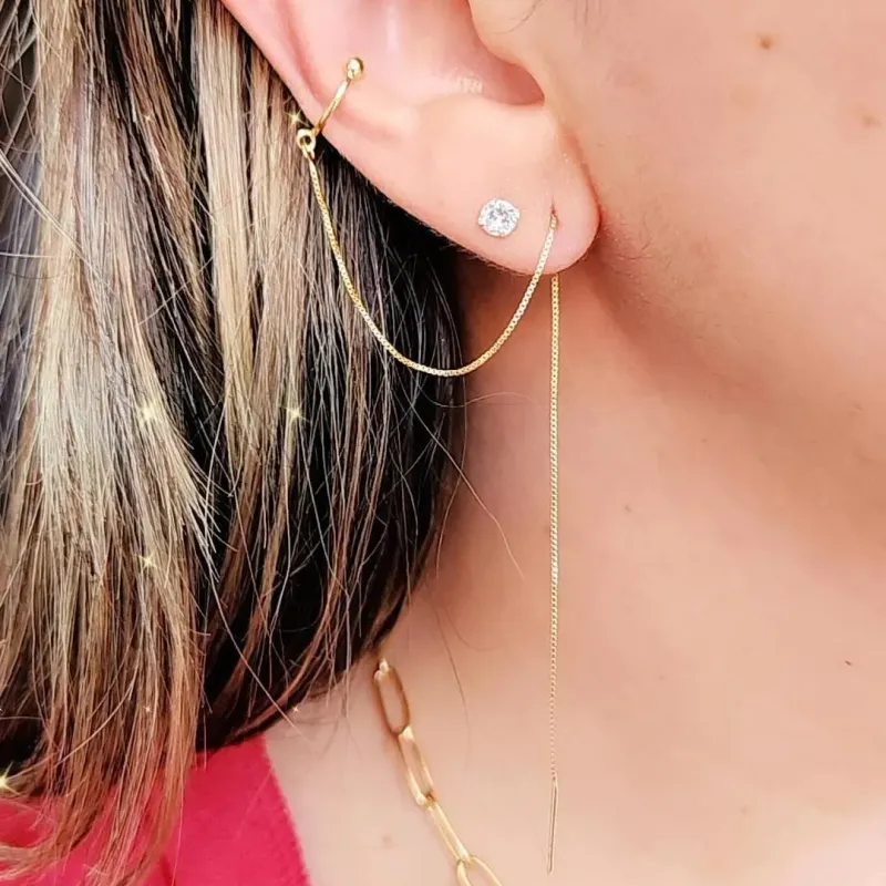 EAR PIERCING DOURADO PONTA AGULHA