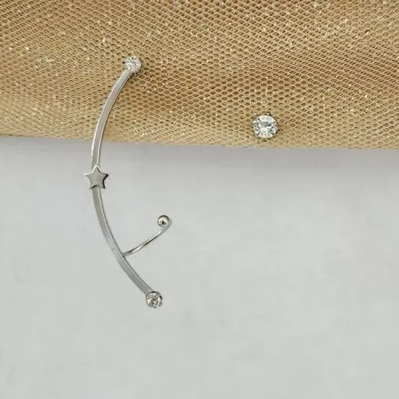 EAR CUFF AÇO CIRÚRGICO ANTIALÉRGICO DETALHE ESTRELA