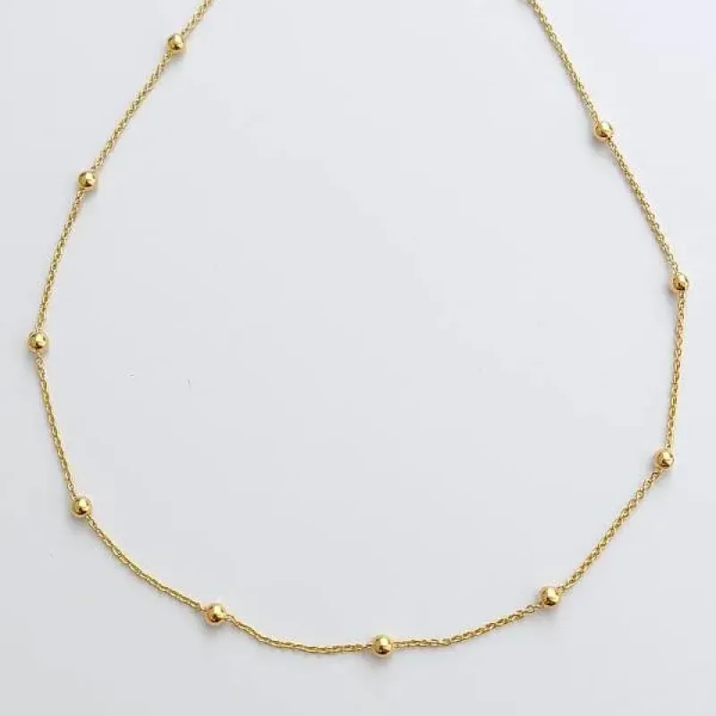 COLAR CHOCKER DOURADO BOLINHAS 30CM