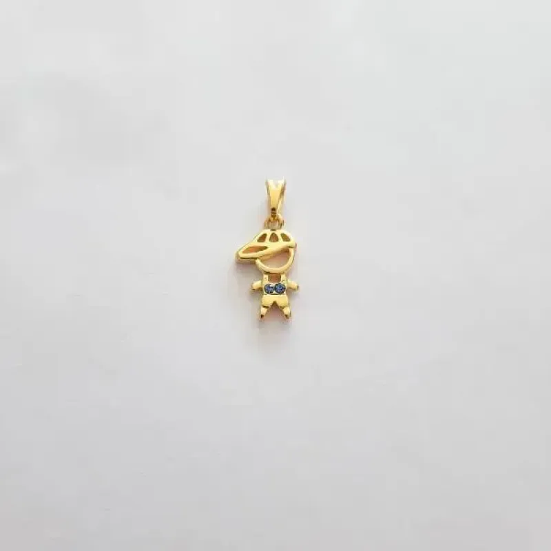 PINGENTE DOURADO MENINO ZIRCÔNIA AZUL