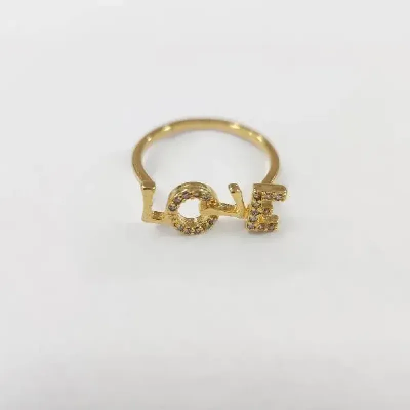 ANEL DOURADO LOVE CRAVEJADO MICROZIRCÔNIAS CRISTAL