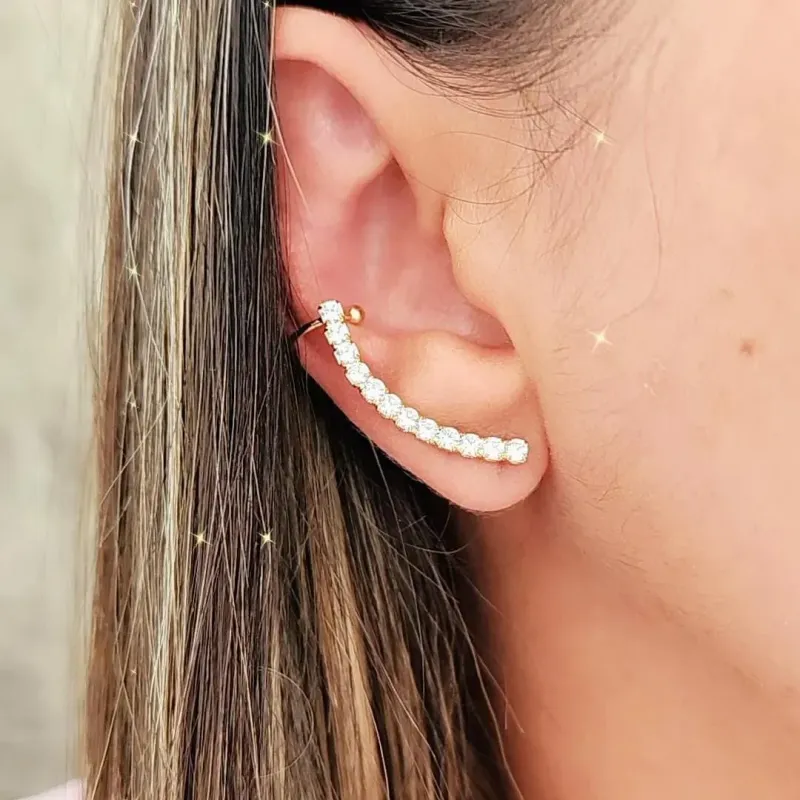 EAR CUFF DOURADO ZIRCÔNIAS CRISTAL