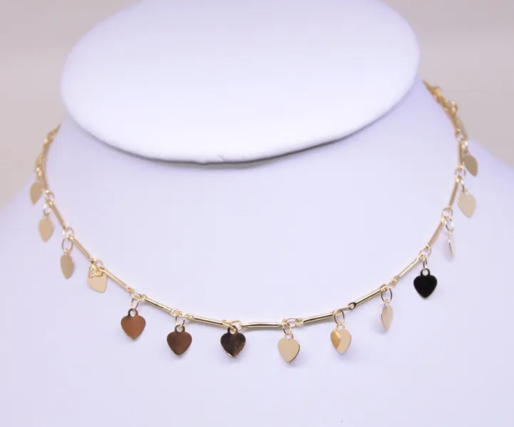 COLAR DOURADO CHOCKER CORAÇÕES