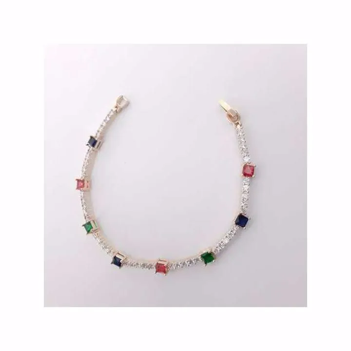 PULSEIRA DOURADA CRAVEJADA MULTICOLORIDO