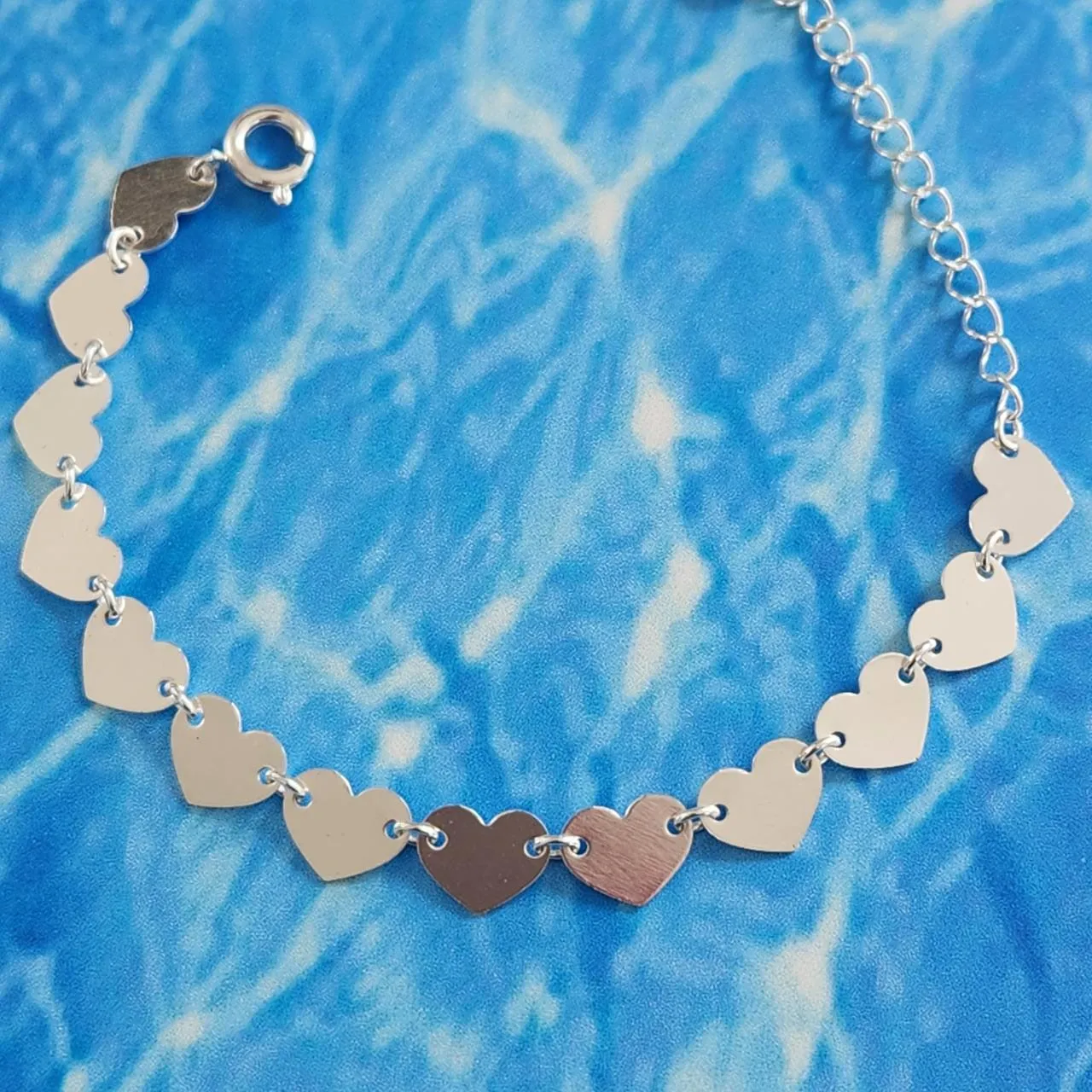 PULSEIRA BANHO DE PRATA CORAÇÕES