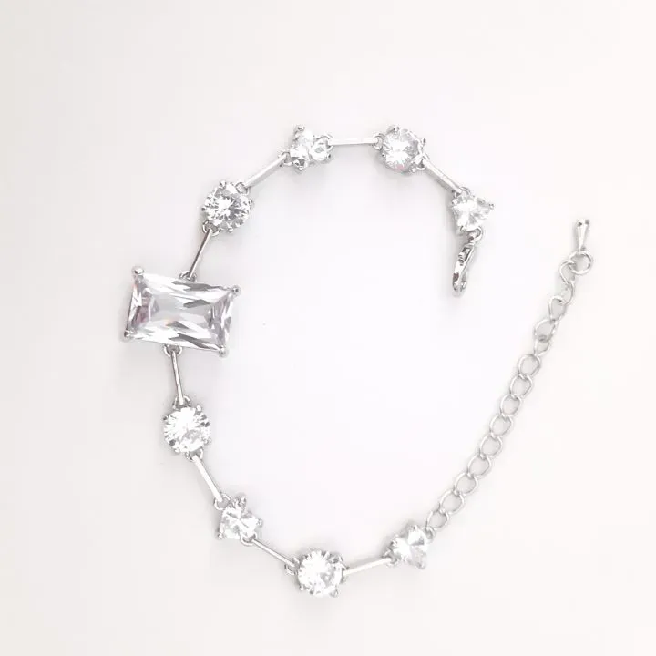 PULSEIRA RÓDIO BRANCO PEDRAS ZIRCÔNIAS CRISTAL