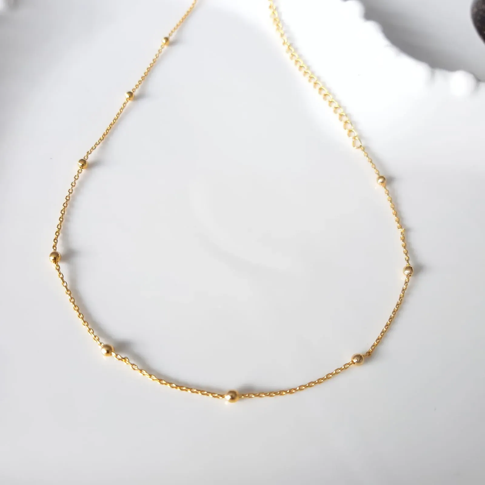 COLAR DOURADO CHOCKER BOLINHAS 30CM MAIS 10 CM EXTENSOR