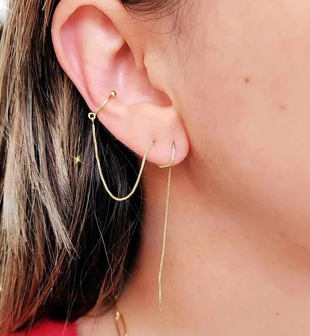 EAR PIERCING DOURADO PONTA AGULHA