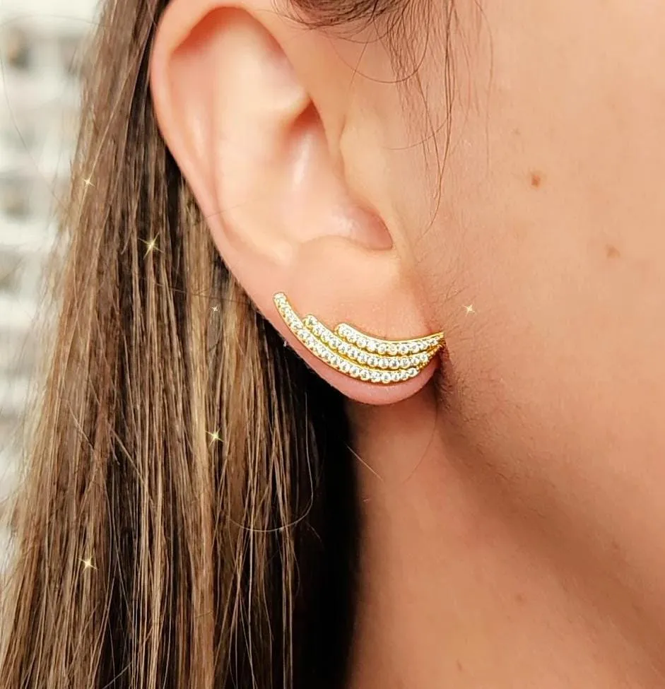 EAR JACKET DOURADO COM MICROZIRCÔNIAS CRISTAL