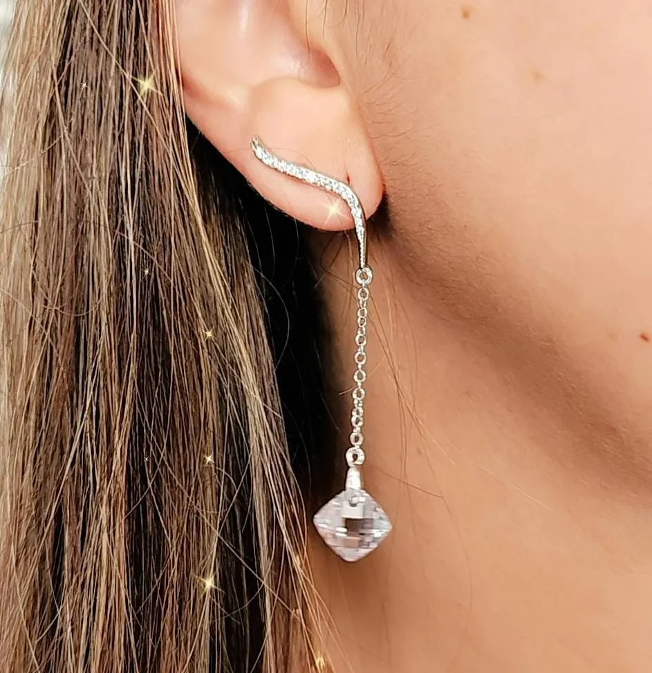 EAR JACKET RÓDIO BRANCO ZIRCÔNIA CRISTAL