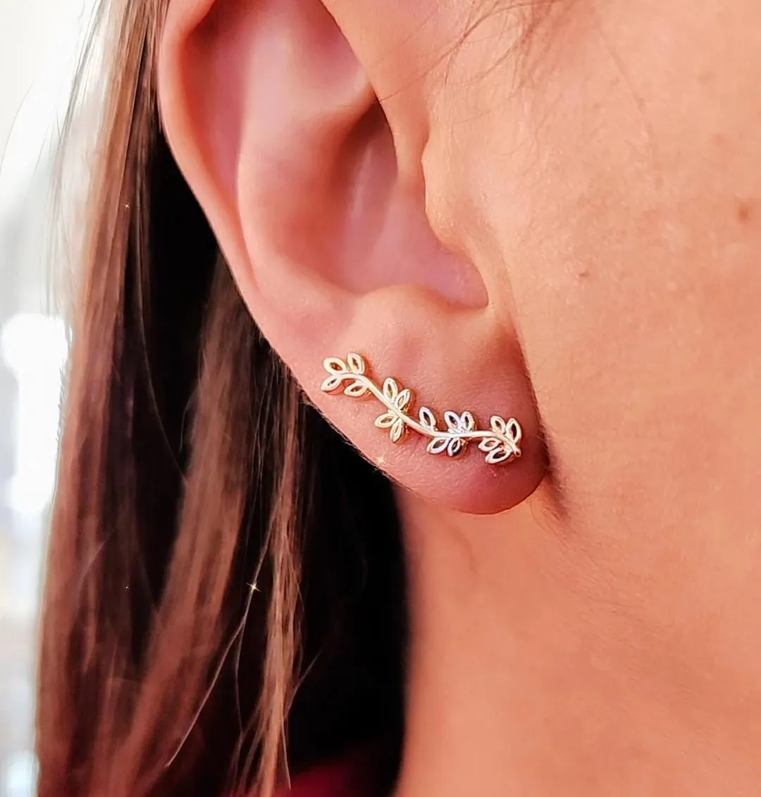 BRINCO EAR CUFF FOLHAS BANHO TRÊS TONS