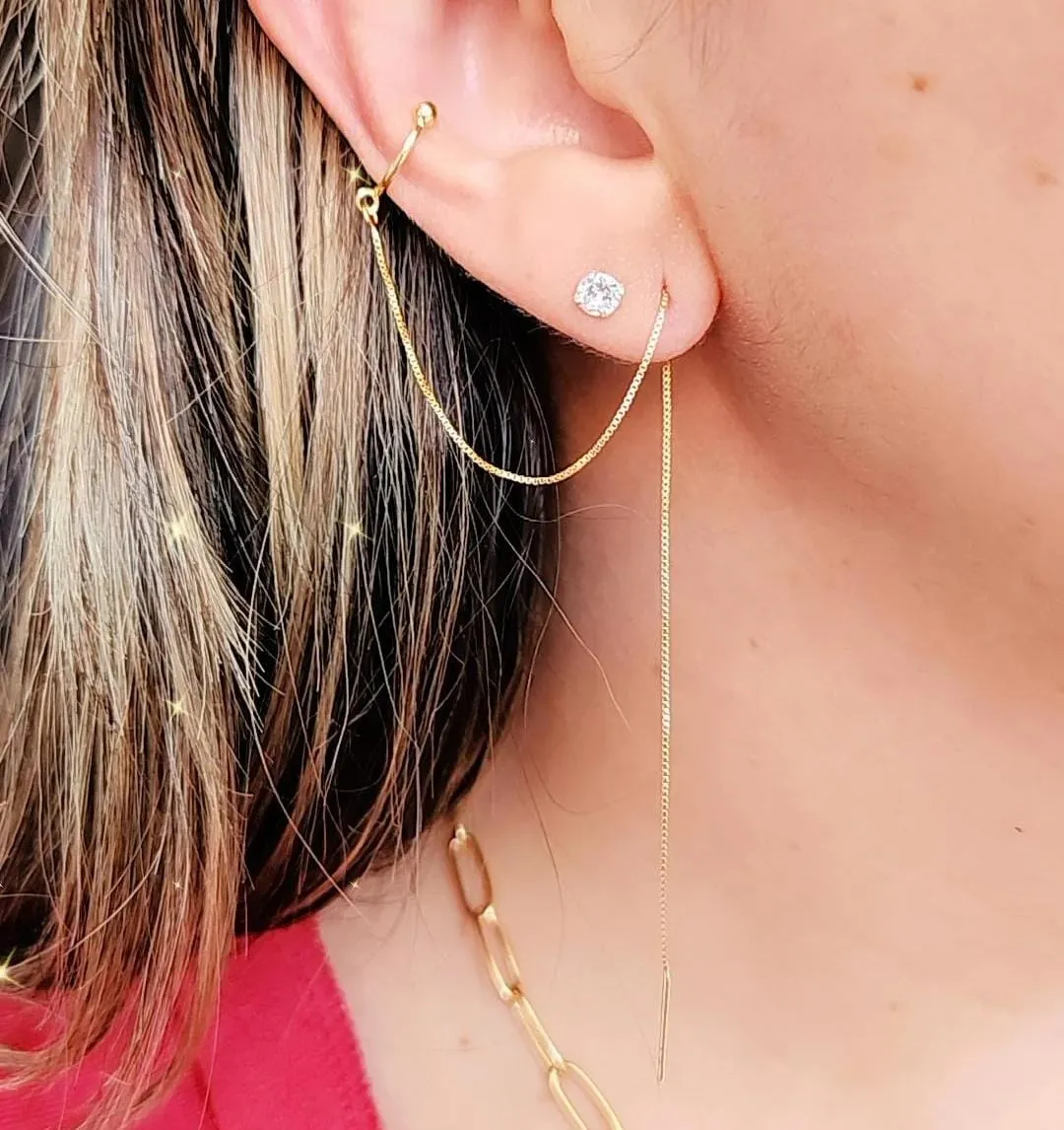 EAR PIERCING DOURADO PONTA AGULHA