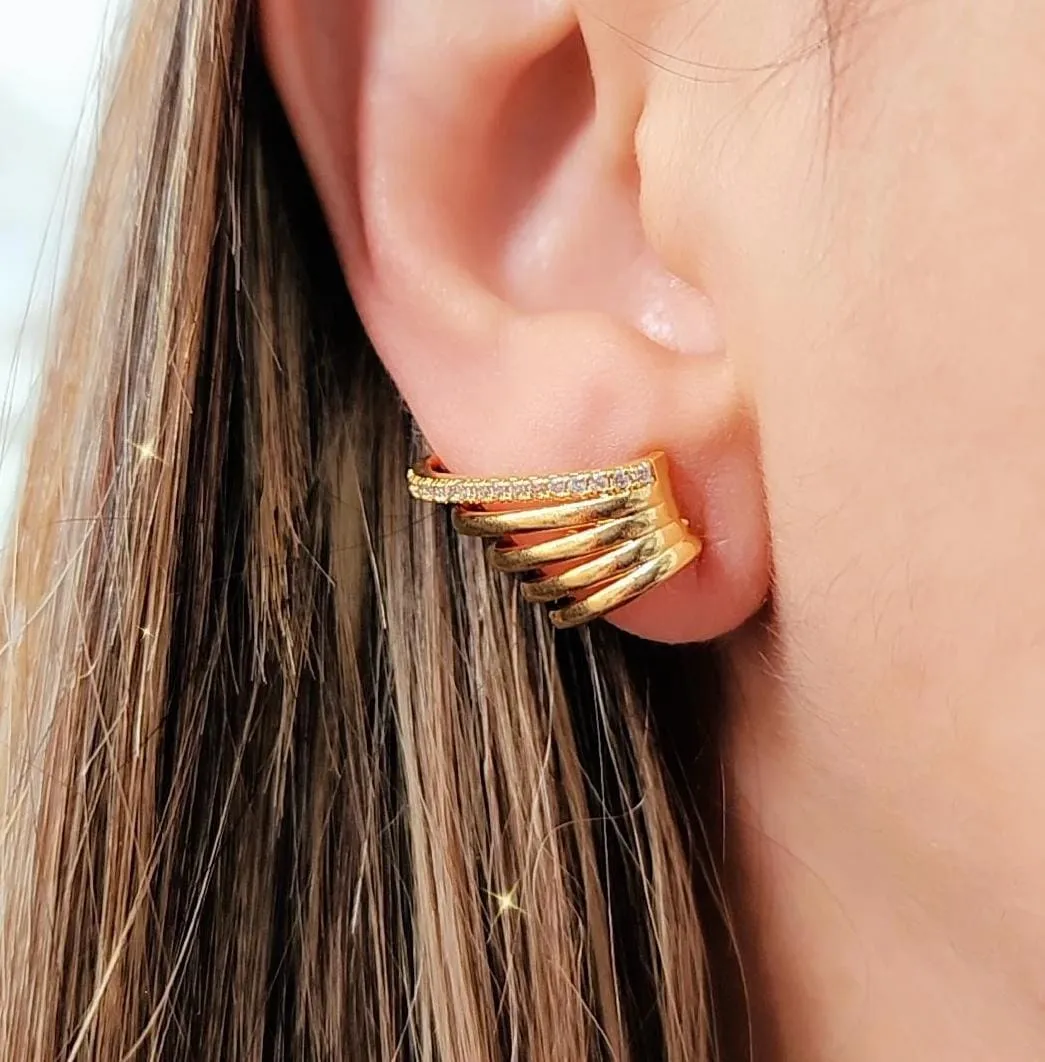 BRINCO DOURADO EAR CUFF DOIS EM UM