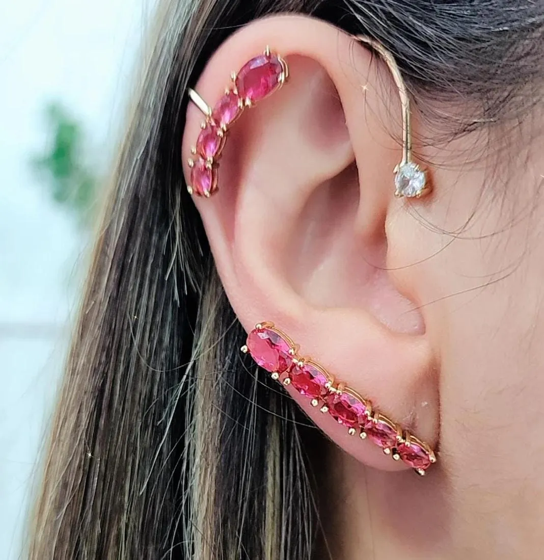 EAR CUFF DOURADO PEDRAS RUBELITA