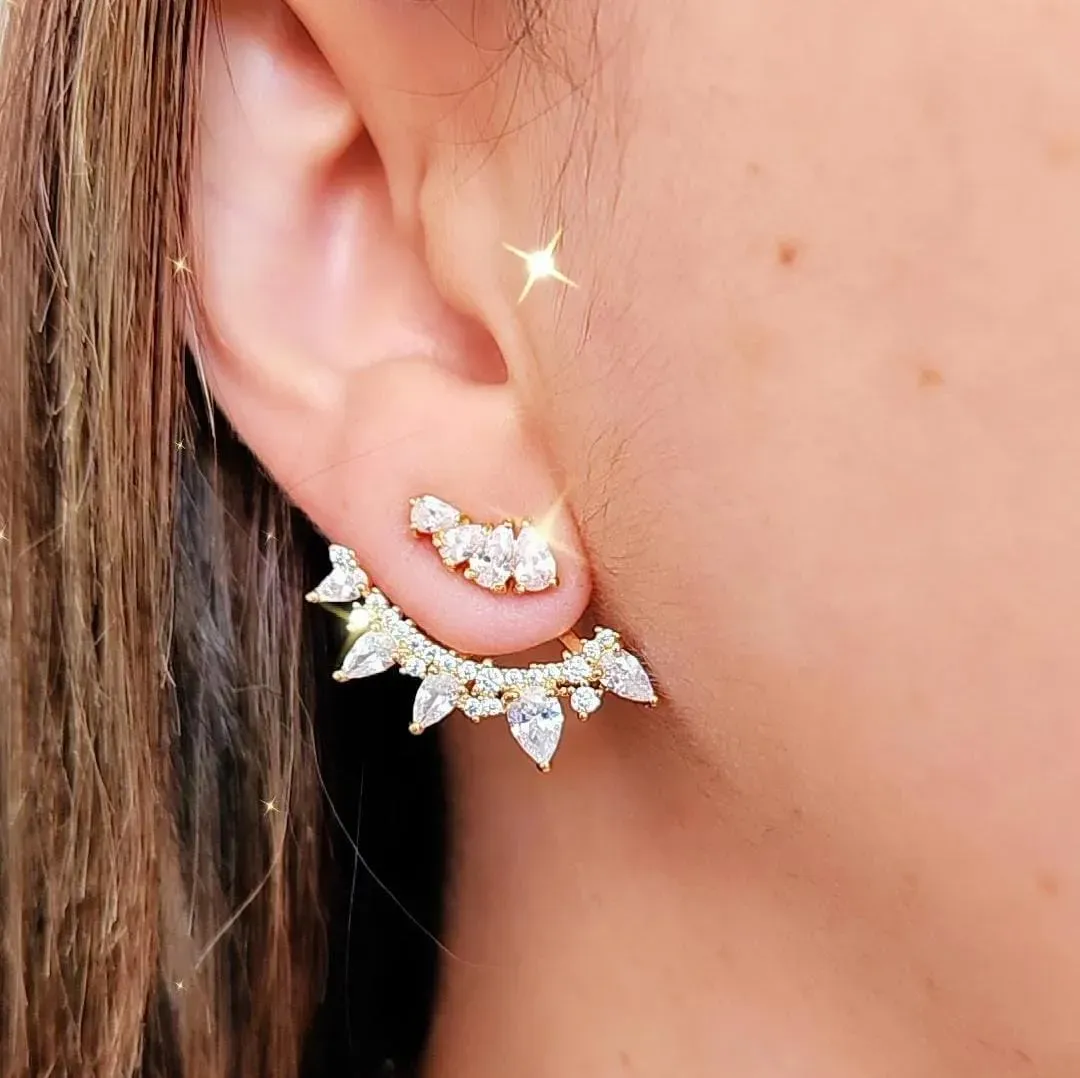 EAR JACKET DOURADO ZIRCÔNIAS CRISTAL