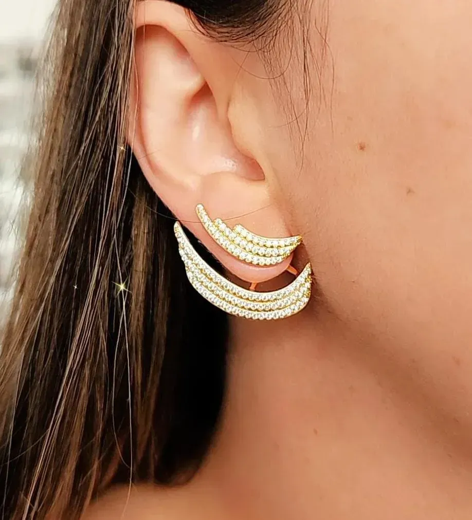 EAR JACKET DOURADO COM MICROZIRCÔNIAS CRISTAL