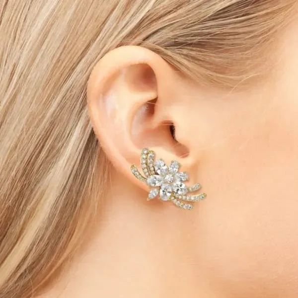 EAR CUFF DOURADO FLOR COM ZIRCÔNIAS CRISTAL