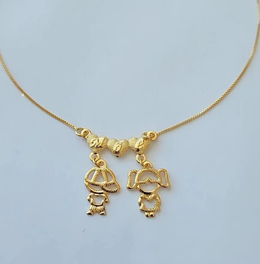 COLAR DOURADO MÃE CASAL DE FILHOS