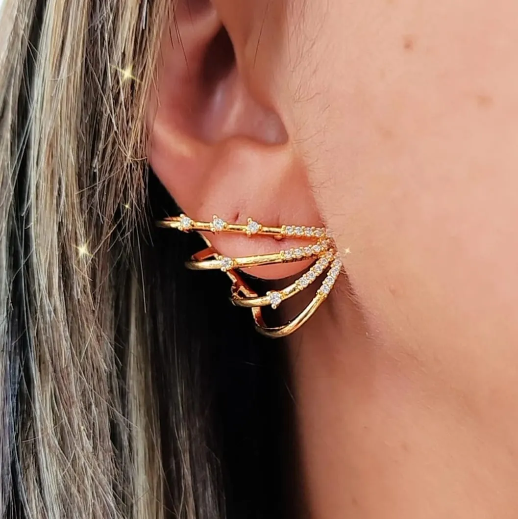 BRINCO DOURADO EAR CUFF QUATRO FIOS