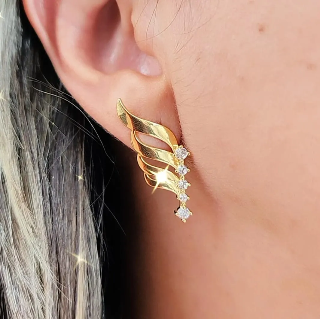 BRINCO DOURADO EAR CUFF FOLHAS