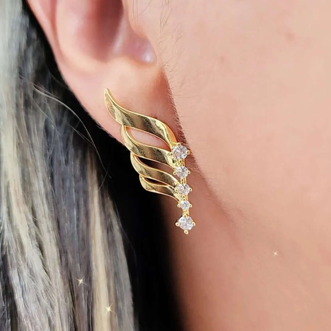 BRINCO DOURADO EAR CUFF FOLHAS