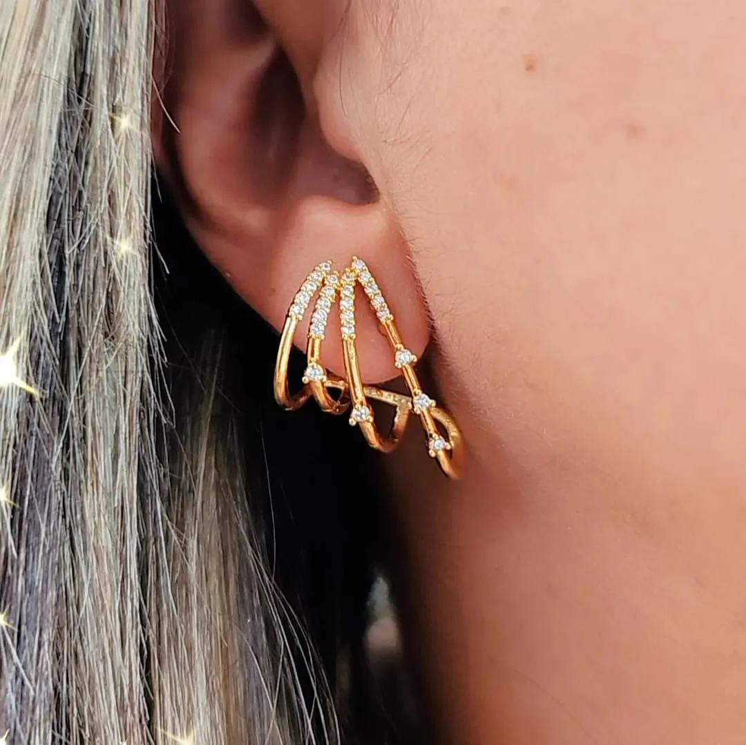 BRINCO DOURADO EAR CUFF QUATRO FIOS