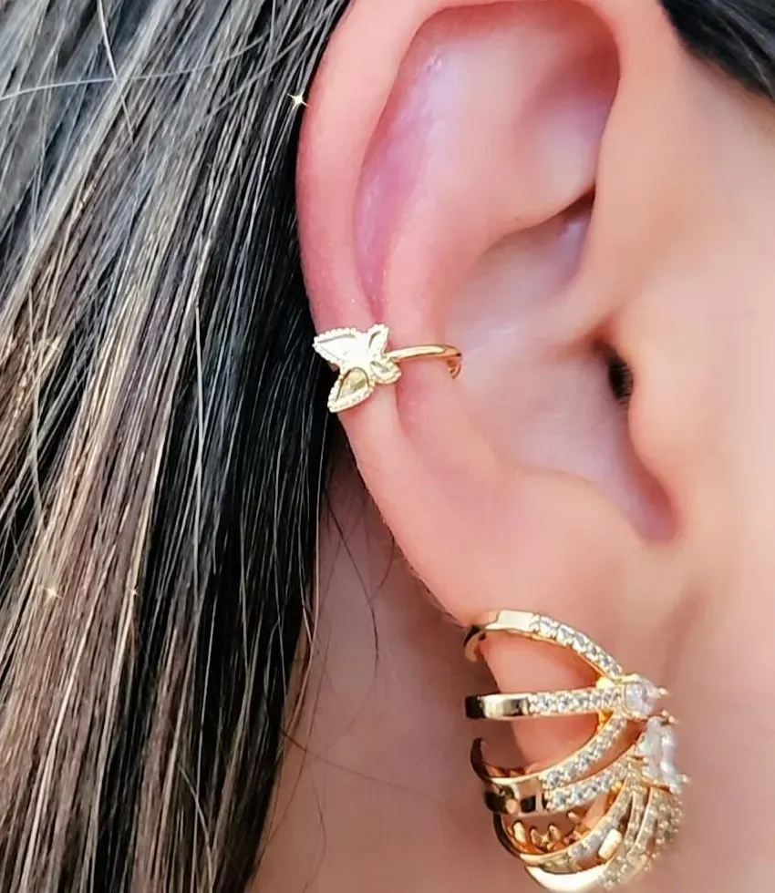 BRINCO PIERCING FAKE DOURADO BORBOLETA