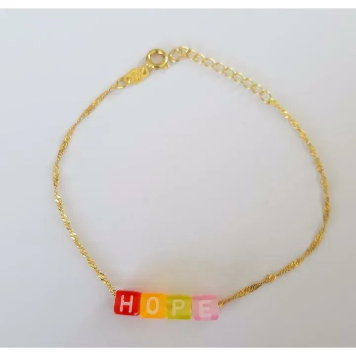 PULSEIRA SINGAPURA COM LETRAS COLORIDAS HOPE