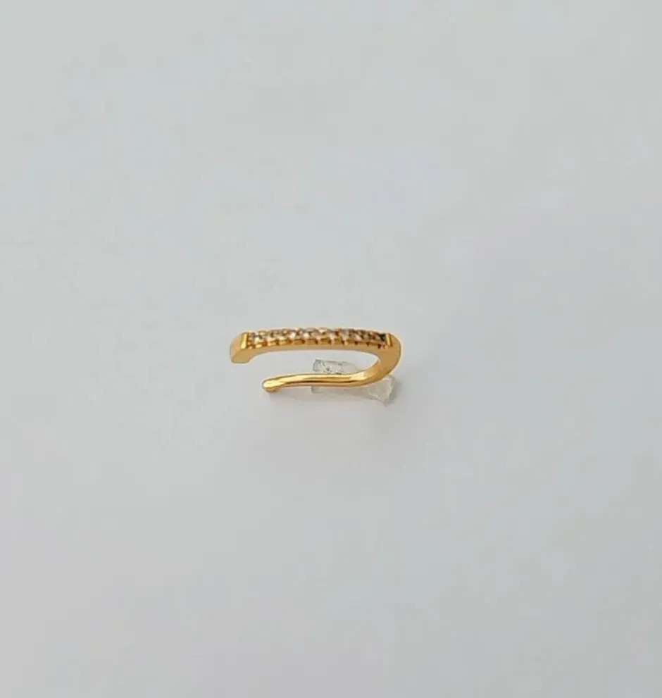 BRINCO PIERCING FAKE DOURADO FIO CRAVEJADO MICROZIRCÔNIAS CRISTAL