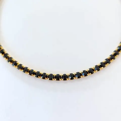 COLAR DOURADO MICROZIRCÔNIAS NEGRAS