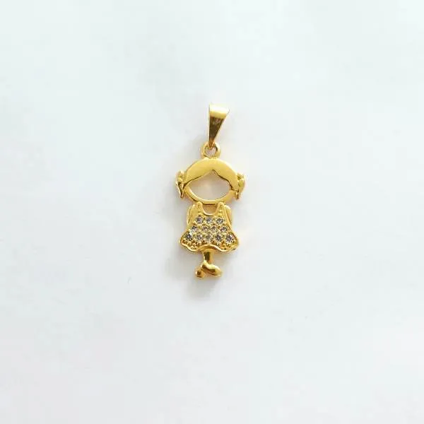 PINGENTE DOURADO MENINA CRAVEJADO MICROZIRCÔNIAS CRISTAL