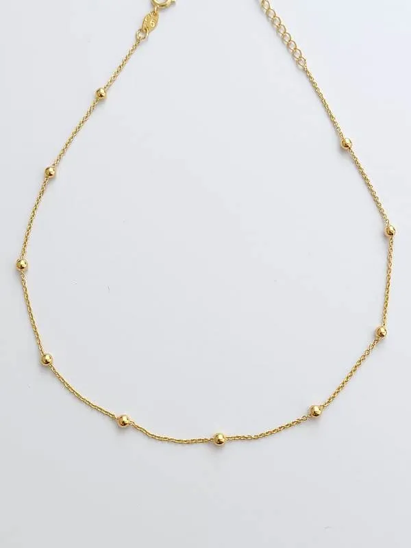 COLAR CHOCKER DOURADO BOLINHAS 30CM