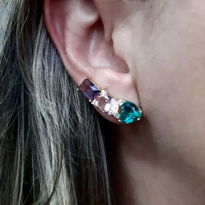 EAR CUUF ZIRCÔNIAS MULTICOLORIDAS