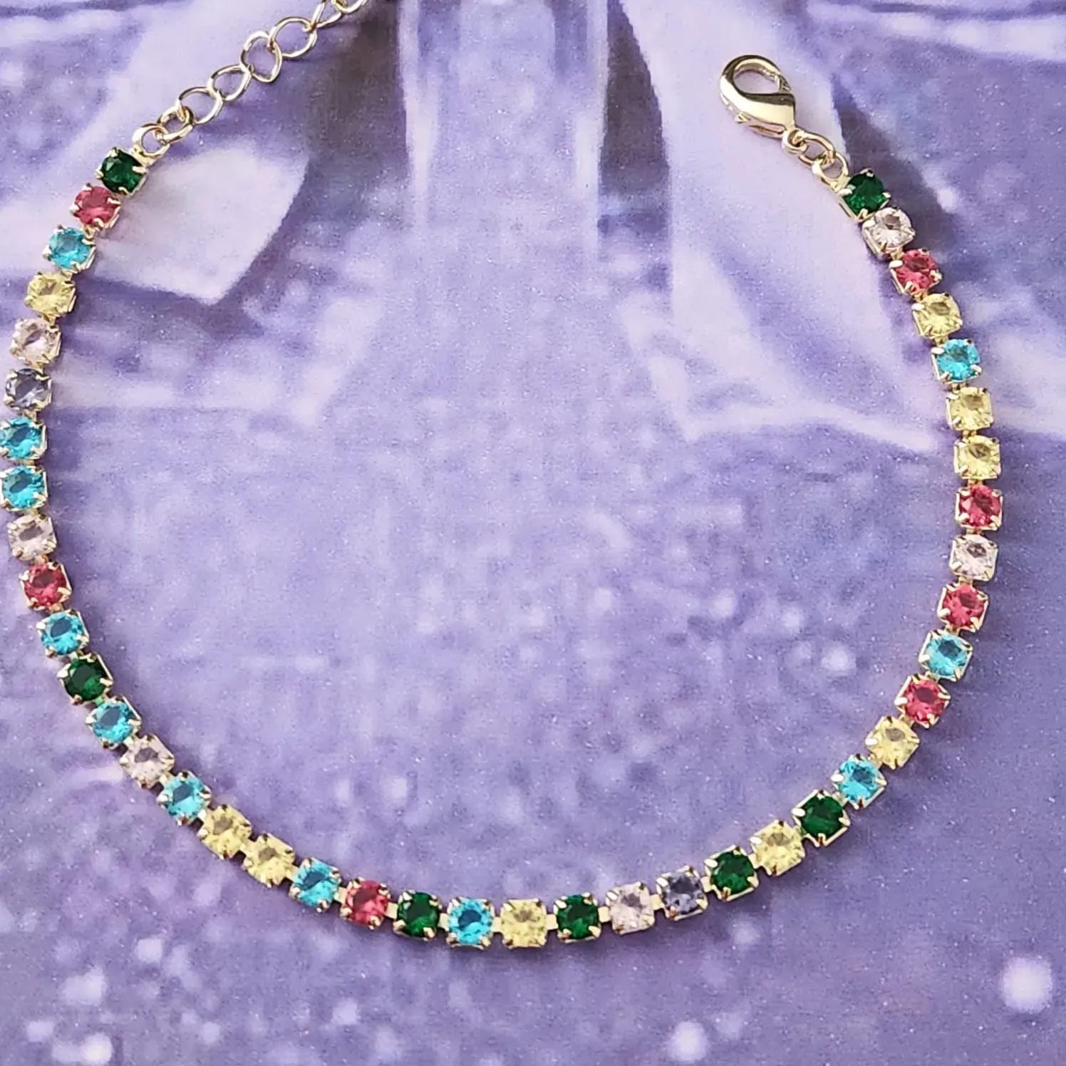 PULSEIRA RIVIERA BANHO DE PRATA ZIRCÔNIAS COLORIDAS